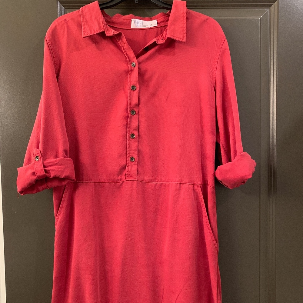 Burnt Red Jean Half-button dress
